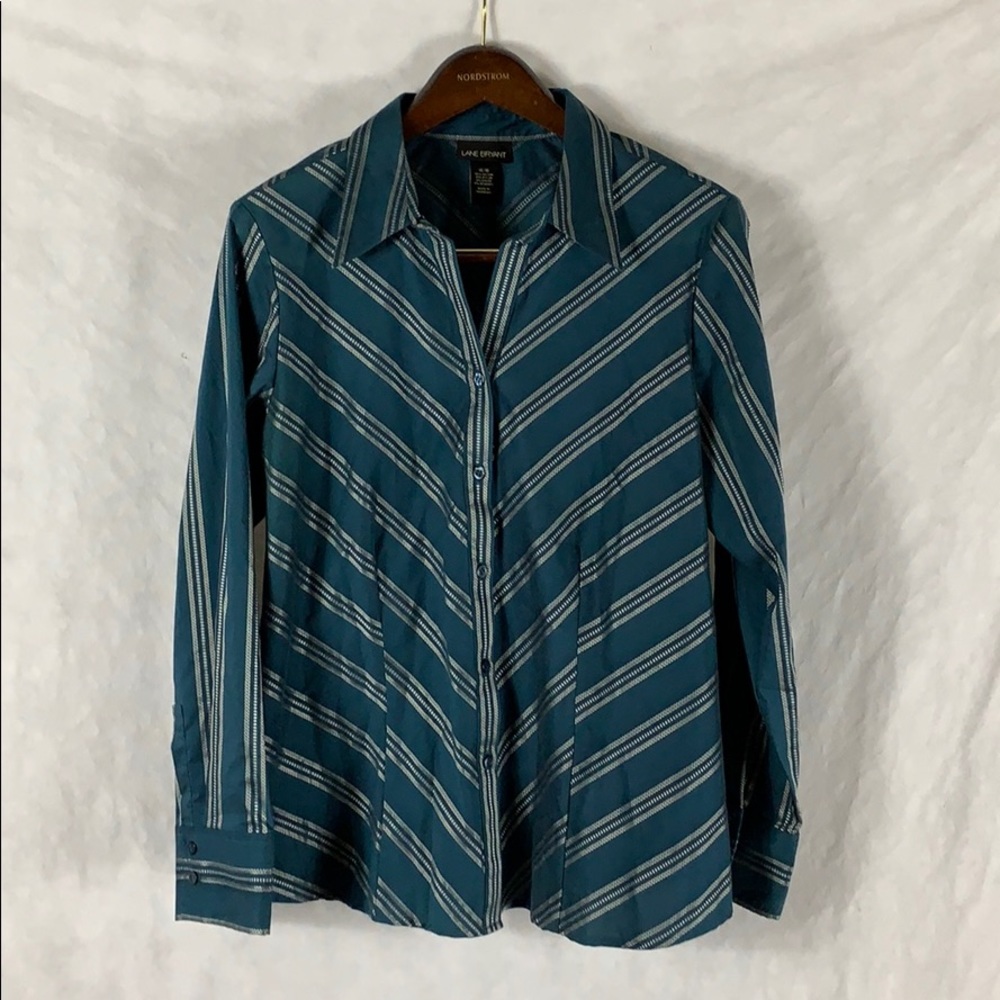 Lane Bryant Blue Button Down Shirt Womens 14/16